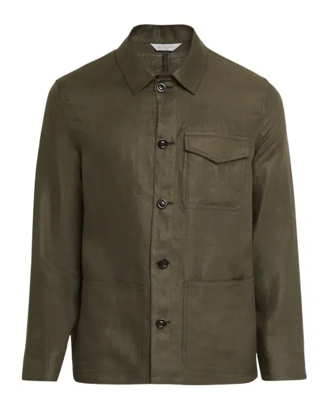 Boglioli Men 's Linen Workwear Button-Front Jacket