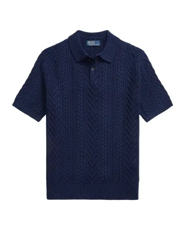 Polo Ralph Lauren Men 's Cotton Aran Knit Short-Sleeve Polo Sweater