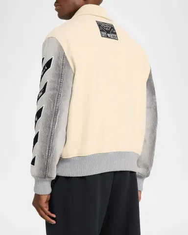 Off-White Men's Diagonals Logo Varsity Jacket | Thumbnail 3