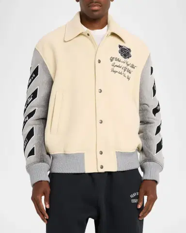 Off-White Men's Diagonals Logo Varsity Jacket | Thumbnail 4