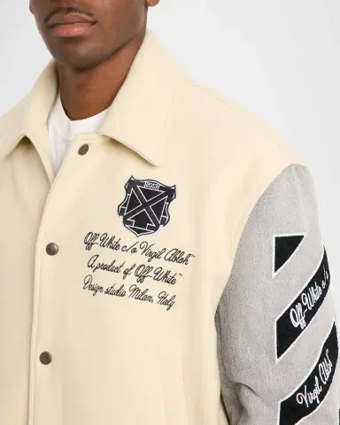 Off-White Men's Diagonals Logo Varsity Jacket | Thumbnail 5
