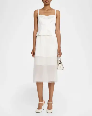 Jason Wu Collection Sleeveless Washed Twill Layered Midi Dress | Thumbnail 2 Jason Wu Collection Sleeveless Washed Twill Layered Midi Dress | Thumbnail 2