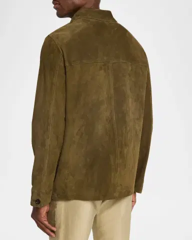 Boglioli Men's Leather Workwear Shirt Jacket | Thumbnail 3 Boglioli Men's Leather Workwear Shirt Jacket | Thumbnail 3