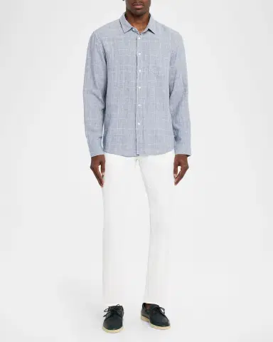 Rails Men's Linen and Cotton Windowpane Plaid Button-Down Shirt | Thumbnail 2