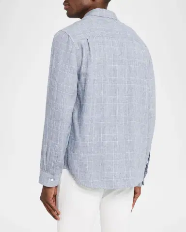 Rails Men's Linen and Cotton Windowpane Plaid Button-Down Shirt | Thumbnail 3