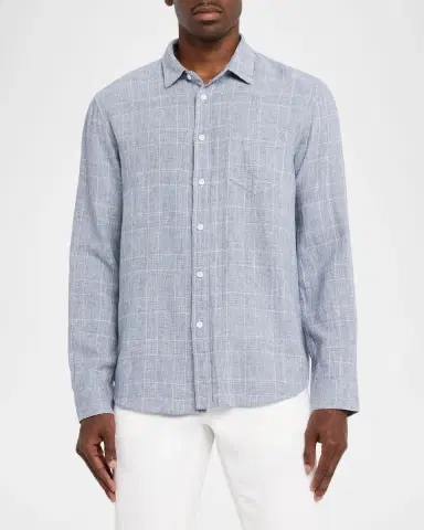 Rails Men's Linen and Cotton Windowpane Plaid Button-Down Shirt | Thumbnail 4