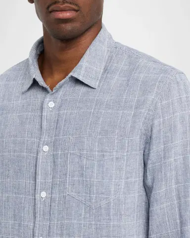 Rails Men's Linen and Cotton Windowpane Plaid Button-Down Shirt | Thumbnail 5