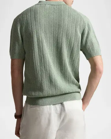 Polo Ralph Lauren Men's Linen Pointelle Knit Short Sleeve Sweater | Thumbnail 3 Polo Ralph Lauren Men's Linen Pointelle Knit Short Sleeve Sweater | Thumbnail 3