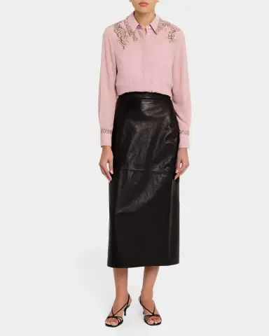 Jason Wu Collection Lace-Inset Crepe Chiffon Button-Down Shirt | Thumbnail 2