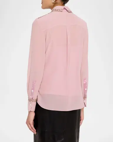 Jason Wu Collection Lace-Inset Crepe Chiffon Button-Down Shirt | Thumbnail 3