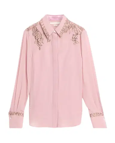Jason Wu Collection Lace-Inset Crepe Chiffon Button-Down Shirt | Thumbnail 1