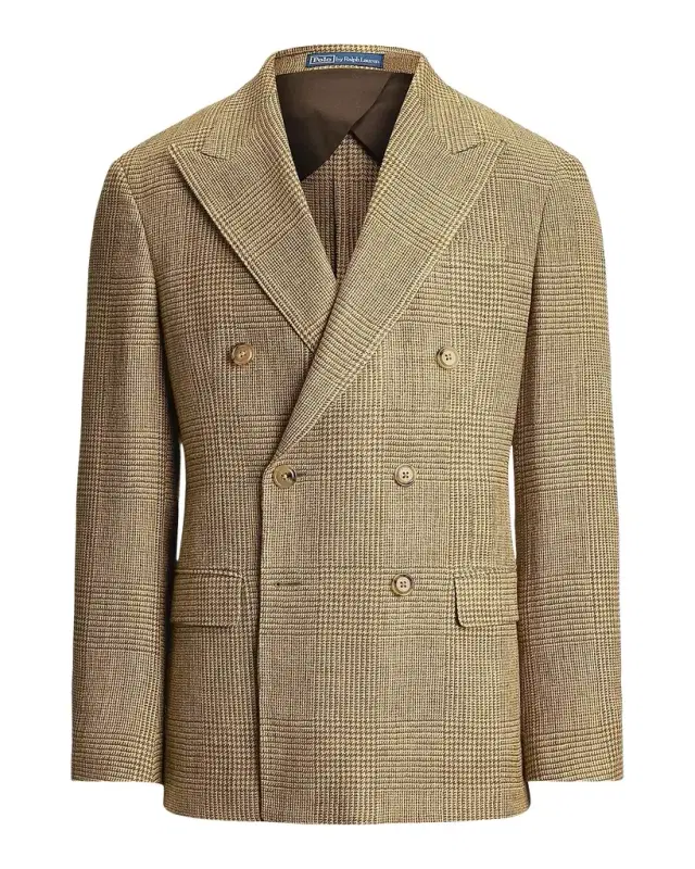 Polo Ralph Lauren Men 's Glen Plaid Peak Lapel Double-Breasted Sport Coat