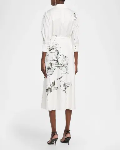 Jason Wu Collection Shadow Floral Silk Belted Midi Shirtdress | Thumbnail 3