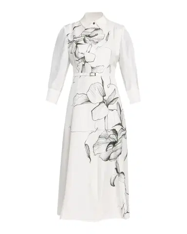 Jason Wu Collection Shadow Floral Silk Belted Midi Shirtdress | Thumbnail 1