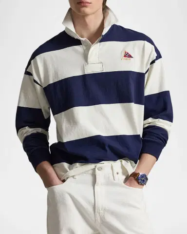 Polo Ralph Lauren Men's Stripe Jersey Rugby Shirt | Thumbnail 4
