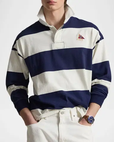 Polo Ralph Lauren Men's Stripe Jersey Rugby Shirt | Thumbnail 4