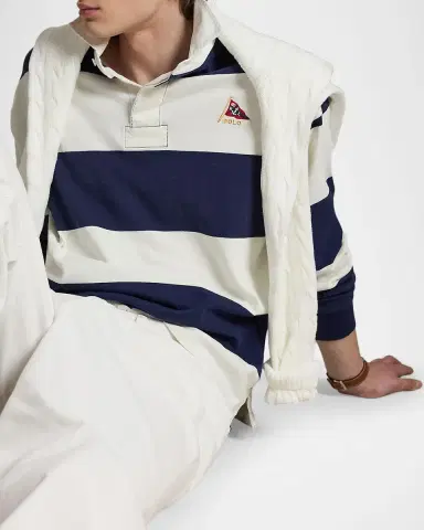 Polo Ralph Lauren Men's Stripe Jersey Rugby Shirt | Thumbnail 9