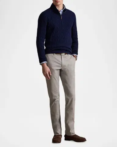 Polo Ralph Lauren Mens ' Stretch Twill Slim Straight Flat-Front Trousers | Thumbnail 2