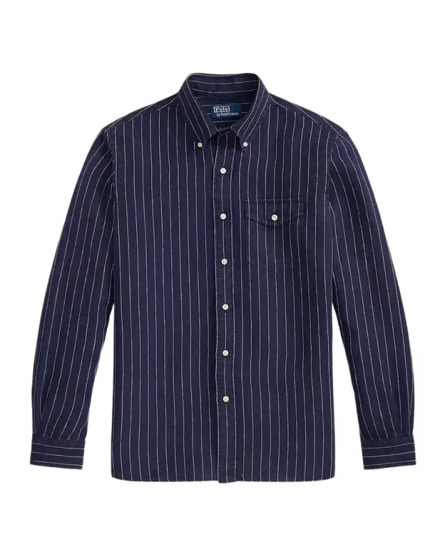 Polo Ralph Lauren Men 's Slub Linen Hairline Stripe Button-Down Shirt