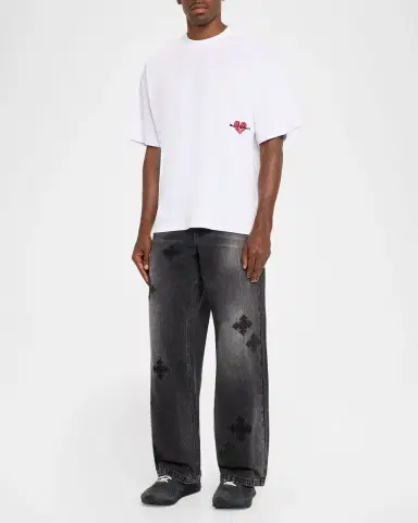 Ksubi Men's Hbl Cotton Embroidered Heart Crewneck T-Shirt | Thumbnail 2
