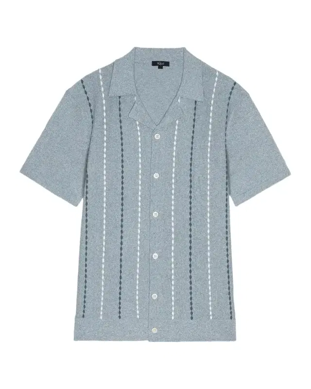 Rails Men 's Richie Knit Embroidered Stripe Short-Sleeve Shirt