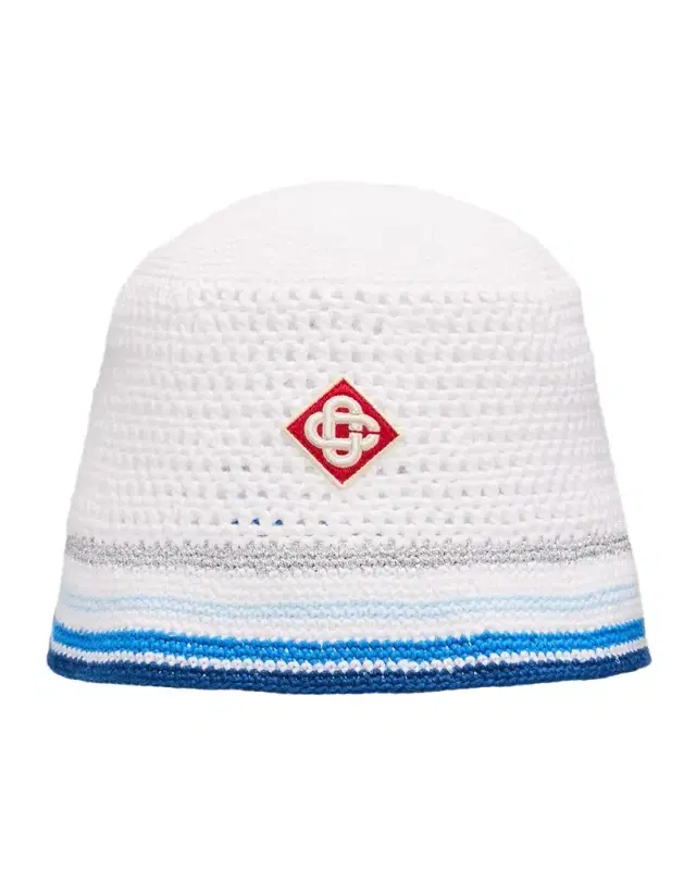 CASABLANCA Men 's Mesh Stripe Crochet Bucket Hat