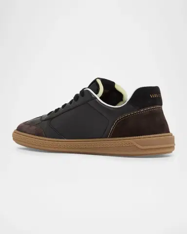 Versace Men's Greca Court Nappa and Suede Sneakers | Thumbnail 3 Versace Men's Greca Court Nappa and Suede Sneakers | Thumbnail 3