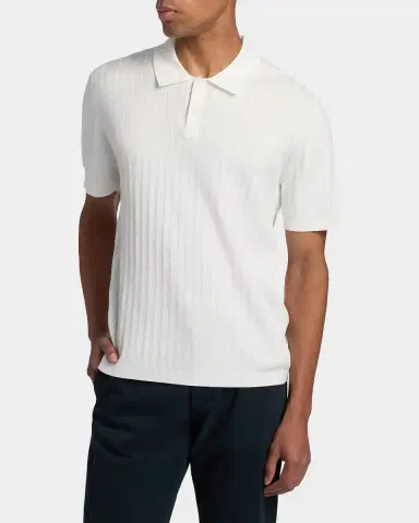 Theory Men's Striple Cable Knit Polo Shirt | Thumbnail 4