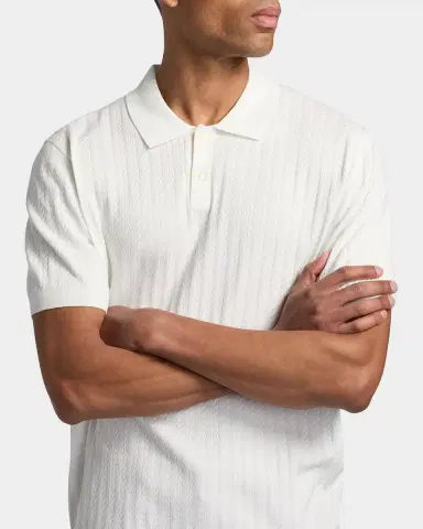 Theory Men's Striple Cable Knit Polo Shirt | Thumbnail 5