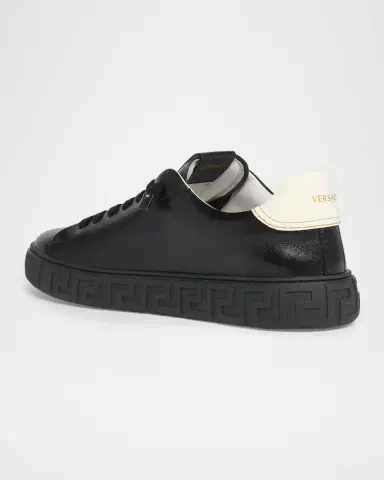 Versace Men's Leather Greca-Sole Low-Top Sneakers | Thumbnail 3 Versace Men's Leather Greca-Sole Low-Top Sneakers | Thumbnail 3