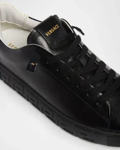Versace Men's Leather Greca-Sole Low-Top Sneakers | Thumbnail 4 Versace Men's Leather Greca-Sole Low-Top Sneakers | Thumbnail 4