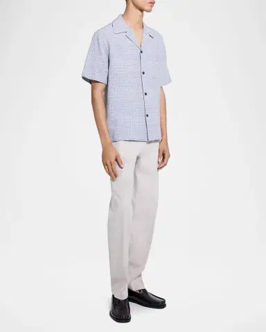 Theory Men's Textured Cotton Crosshatch Short-Sleeve Shirt | Thumbnail 2 Theory Men's Textured Cotton Crosshatch Short-Sleeve Shirt | Thumbnail 2