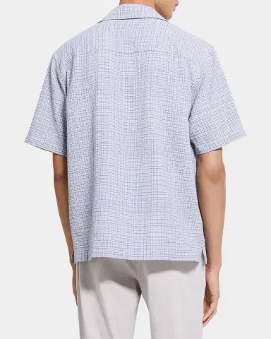 Theory Men's Textured Cotton Crosshatch Short-Sleeve Shirt | Thumbnail 3 Theory Men's Textured Cotton Crosshatch Short-Sleeve Shirt | Thumbnail 3