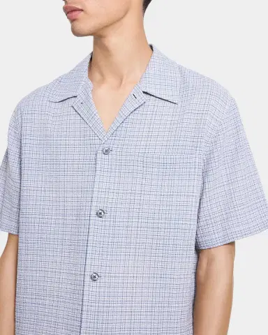 Theory Men's Textured Cotton Crosshatch Short-Sleeve Shirt | Thumbnail 5 Theory Men's Textured Cotton Crosshatch Short-Sleeve Shirt | Thumbnail 5