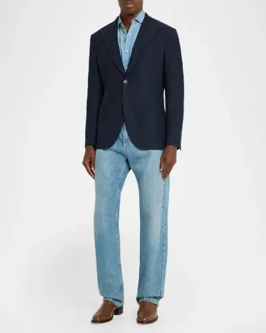 Etro Men's Textured Peak-Lapel Single-Breasted Sport Coat | Thumbnail 2