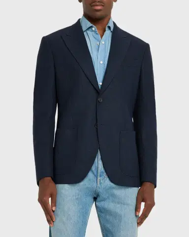 Etro Men's Textured Peak-Lapel Single-Breasted Sport Coat | Thumbnail 4