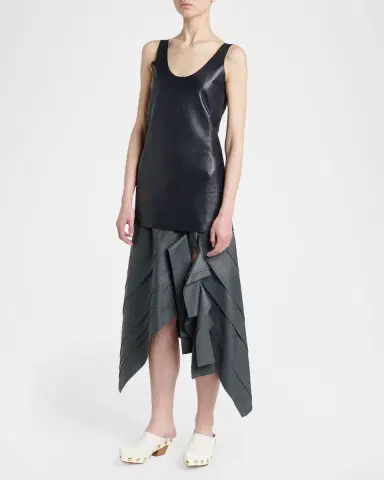 Bottega Veneta Scoop-Neck Open-Back Leather Tank Top | Thumbnail 5