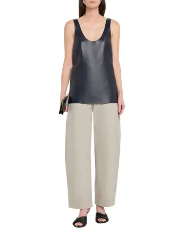 Bottega Veneta Scoop-Neck Open-Back Leather Tank Top | Thumbnail 1