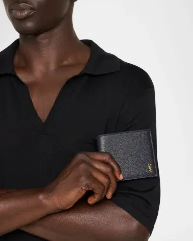 Saint Laurent Men's Tiny Cassandre YSL East/West Wallet in Grained Leather | Thumbnail 2