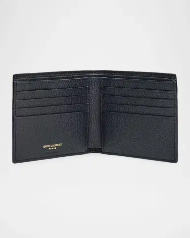 Saint Laurent Men's Tiny Cassandre YSL East/West Wallet in Grained Leather | Thumbnail 4