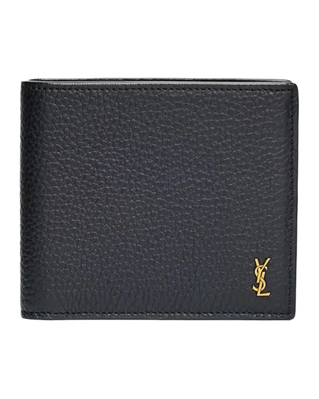 Saint Laurent Men 's Tiny Cassandre YSL East/West Wallet in Grained Leather