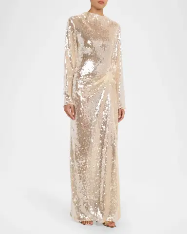 Lapointe Sequined Mesh Long-Sleeve Maxi Dress | Thumbnail 4 Lapointe Sequined Mesh Long-Sleeve Maxi Dress | Thumbnail 4