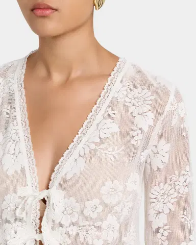 LoveShackFancy Stacellea Floral Tie-Front Top | Thumbnail 5 LoveShackFancy Stacellea Floral Tie-Front Top | Thumbnail 5