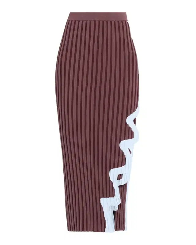 Jela Pleated Wavy Slit Midi Skirt