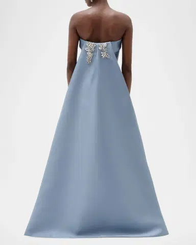 Amsale Strapless Column Gown with Detachable Cape | Thumbnail 3 Amsale Strapless Column Gown with Detachable Cape | Thumbnail 3
