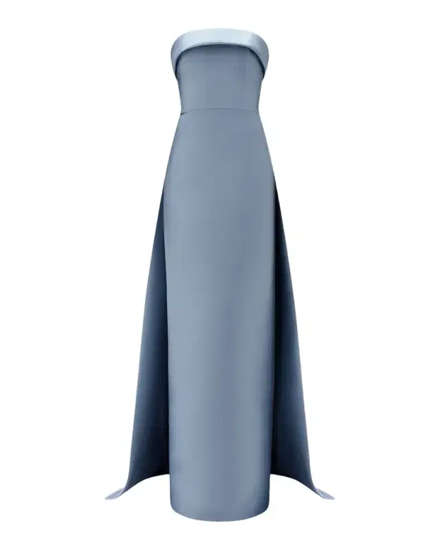 Amsale Strapless Column Gown with Detachable Cape