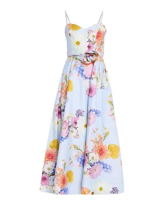 As It May Eirene Floral-Print Sweetheart Midi Dress
