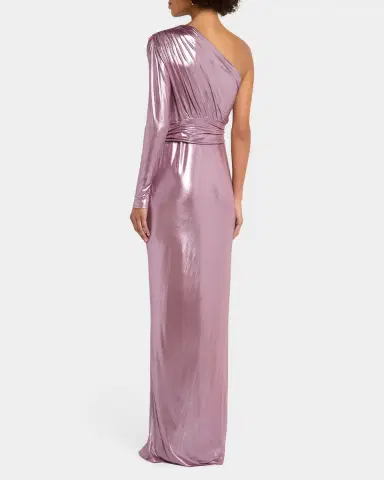 Lapointe One-Shoulder Twisted Metallic Coated Jersey Maxi Dress | Thumbnail 3 Lapointe One-Shoulder Twisted Metallic Coated Jersey Maxi Dress | Thumbnail 3