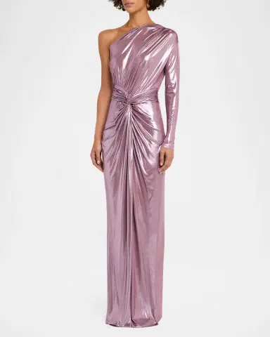 Lapointe One-Shoulder Twisted Metallic Coated Jersey Maxi Dress | Thumbnail 4 Lapointe One-Shoulder Twisted Metallic Coated Jersey Maxi Dress | Thumbnail 4
