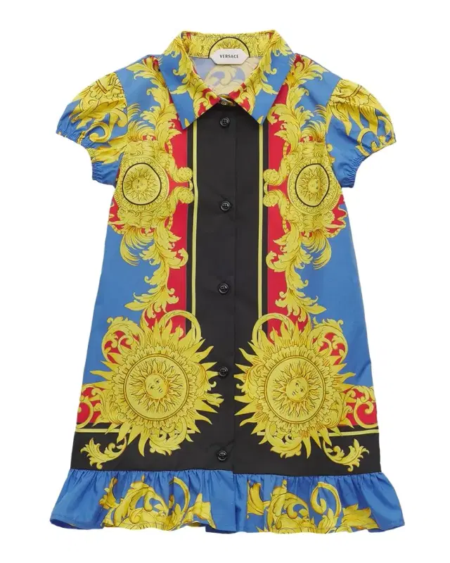 Versace Girl 's The Sun Cotton Poplin Dress, Size 12M-3